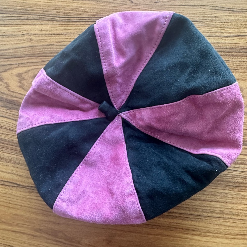 Pink and Black Suede Beret